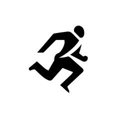 Dynamic black and white minimalistic icon representing a runner with a suit for modern designs