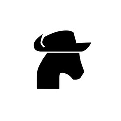 Stylish black and white logo featuring a horse head silhouette with a cowboy hat in a minimalist design for modern branding