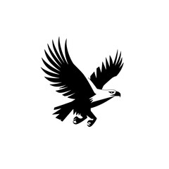 Obraz premium Stylized black and white eagle icon designed in a minimalistic vector format for logos and branding projects