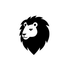 Lion logo featuring a minimalist design in black and white with a strong, distinctive profile and flowing mane