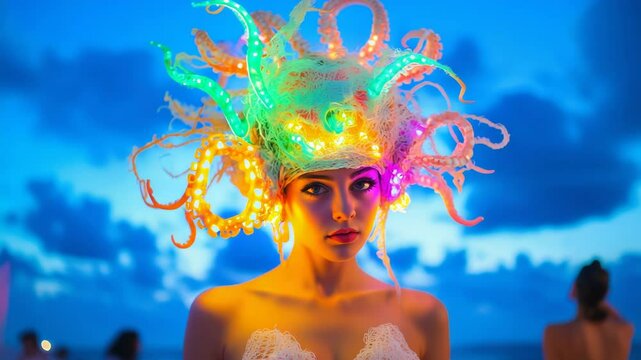Models Featuring Unique Octopus Headwear Fashion.