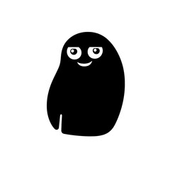 Obraz premium Unique minimalist logo icon featuring a friendly black character with white eyes against a white background in vector format