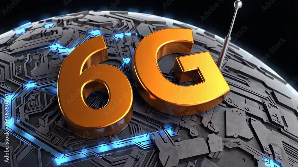 Poster communication wireless technology and future wifi concept, futuristic 6g technology innovation in co
