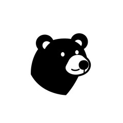 Naklejka premium Minimalist black bear logo design featuring a friendly expression, perfect for various branding applications in modern media