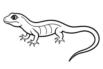 lizard silhouette line art vector illustration with a white background