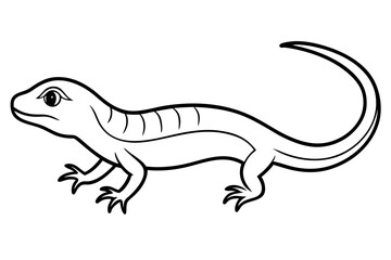 lizard silhouette line art vector illustration with a white background