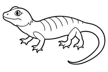 lizard silhouette line art vector illustration with a white background