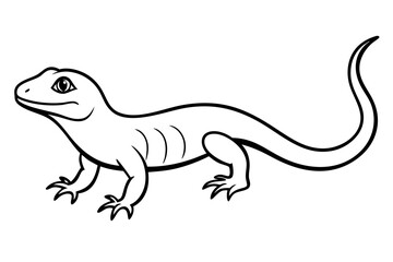 Naklejka premium lizard silhouette line art vector illustration with a white background