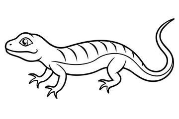 lizard silhouette line art vector illustration with a white background