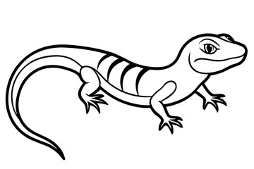 lizard silhouette line art vector illustration with a white background