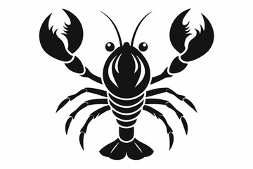 lobster silhouette line art vector illustration with a white background