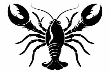 lobster silhouette line art vector illustration with a white background