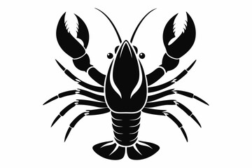 lobster silhouette line art vector illustration with a white background