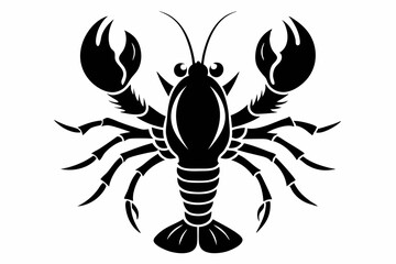 lobster silhouette line art vector illustration with a white background
