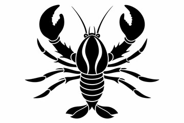 lobster silhouette line art vector illustration with a white background