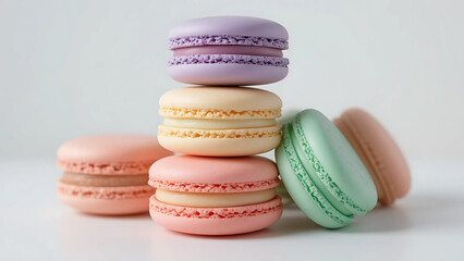 Obraz premium Colorful Macarons Isolated on White