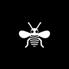 Fototapeta premium Stylized bee icon showcasing minimalism with a black and white color scheme for modern design applications