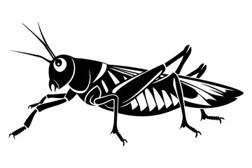 locust silhouette line art vector illustration with a white background