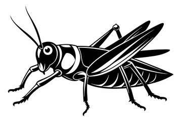 locust silhouette line art vector illustration with a white background