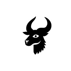 Minimalist black and white bull icon showcasing vector design in a simple format