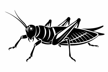 locust silhouette line art vector illustration with a white background