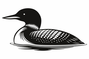 loon silhouette line art vector illustration with a white background