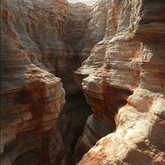 Obraz premium a deep desert canyon with eroded rock formations and textured layers isolated on a plain background a dramatic canyon carved by nature showcasing intricate rock erosion
