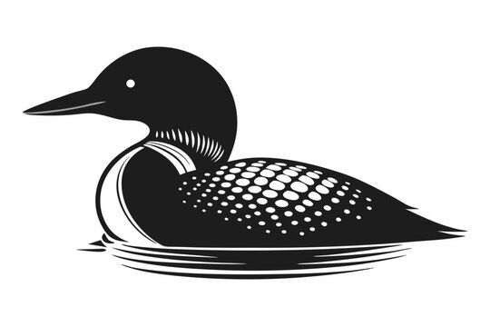 loon silhouette line art vector illustration with a white background