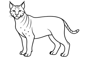 lynx silhouette line art vector illustration with a white background