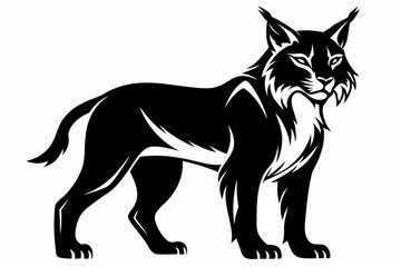 lynx silhouette line art vector illustration with a white background