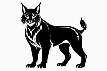 lynx silhouette line art vector illustration with a white background