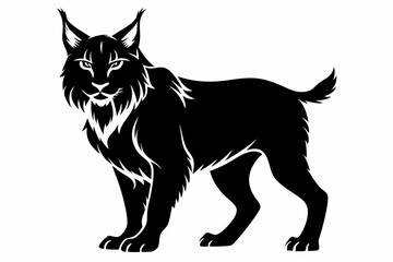 lynx silhouette line art vector illustration with a white background