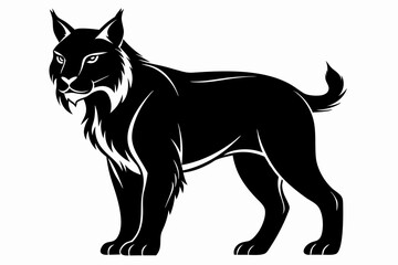 lynx silhouette line art vector illustration with a white background
