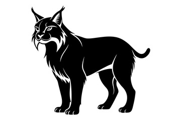 lynx silhouette line art vector illustration with a white background
