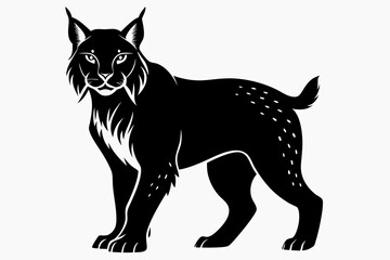 lynx silhouette line art vector illustration with a white background