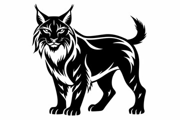 lynx silhouette line art vector illustration with a white background
