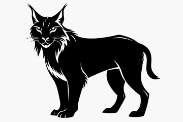 lynx silhouette line art vector illustration with a white background