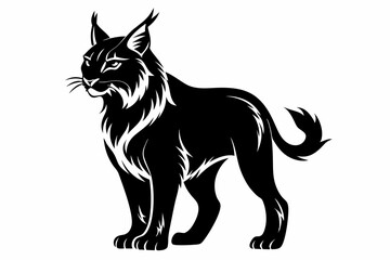 lynx silhouette line art vector illustration with a white background