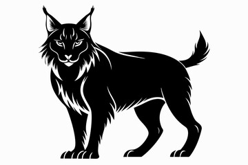 lynx silhouette line art vector illustration with a white background