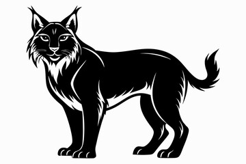 lynx silhouette line art vector illustration with a white background
