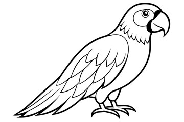 macaw silhouette line art vector illustration with a white background