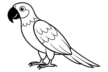 macaw silhouette line art vector illustration with a white background