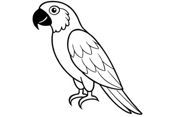 macaw silhouette line art vector illustration with a white background
