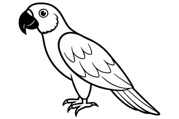 macaw silhouette line art vector illustration with a white background