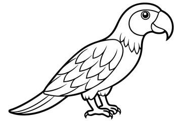 macaw silhouette line art vector illustration with a white background