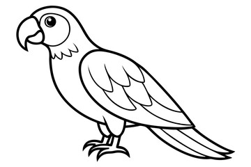 macaw silhouette line art vector illustration with a white background