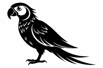 macaw silhouette line art vector illustration with a white background