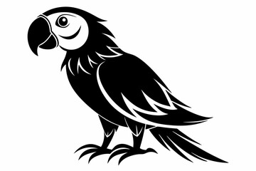 macaw silhouette line art vector illustration with a white background