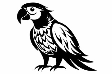macaw silhouette line art vector illustration with a white background