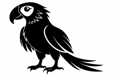 macaw silhouette line art vector illustration with a white background